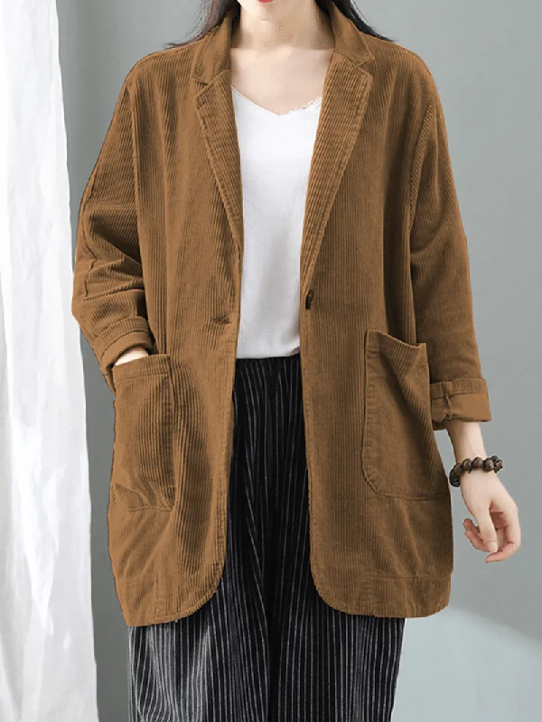 women-corduroy-lapel-solid-full-sleeve-retro-leisure-front-pockets-suit