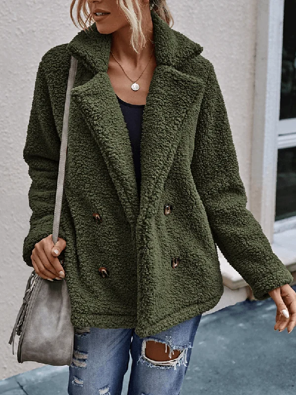 women-solid-color-double-breasted-plush-warm-coat-with-pocket