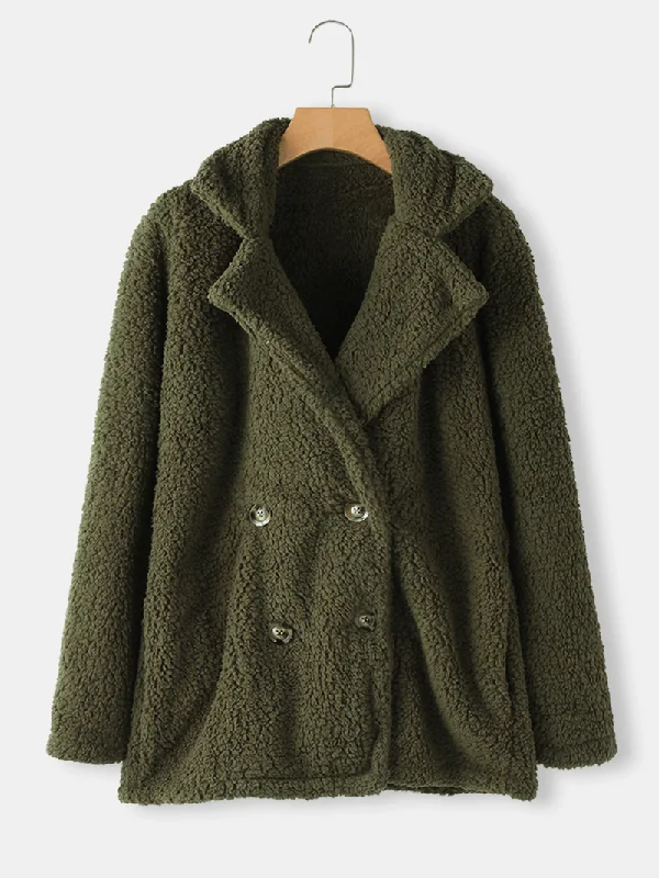 women-solid-color-double-breasted-plush-warm-coat-with-pocket