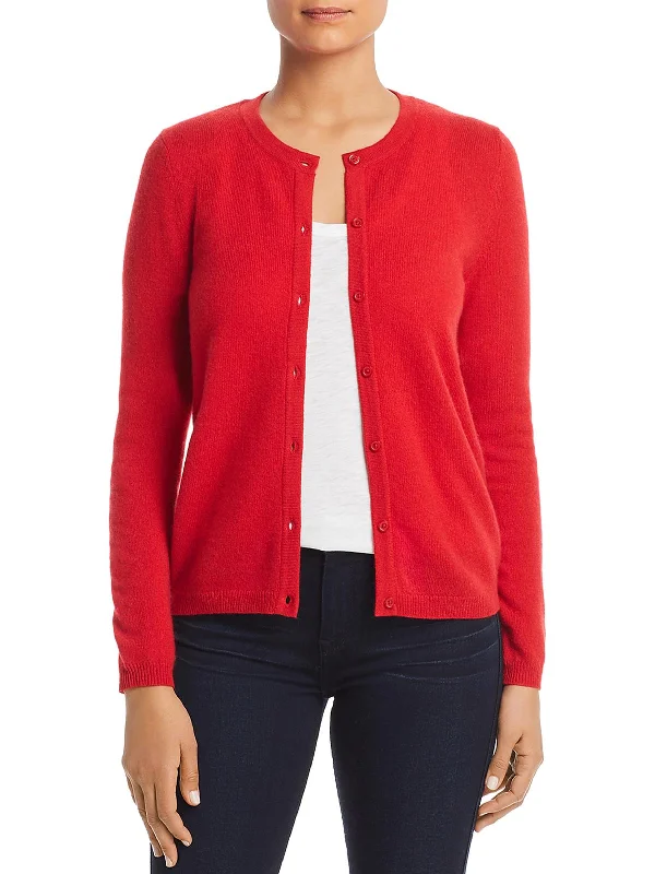 Womens Button-Down Crewneck Cardigan Sweater