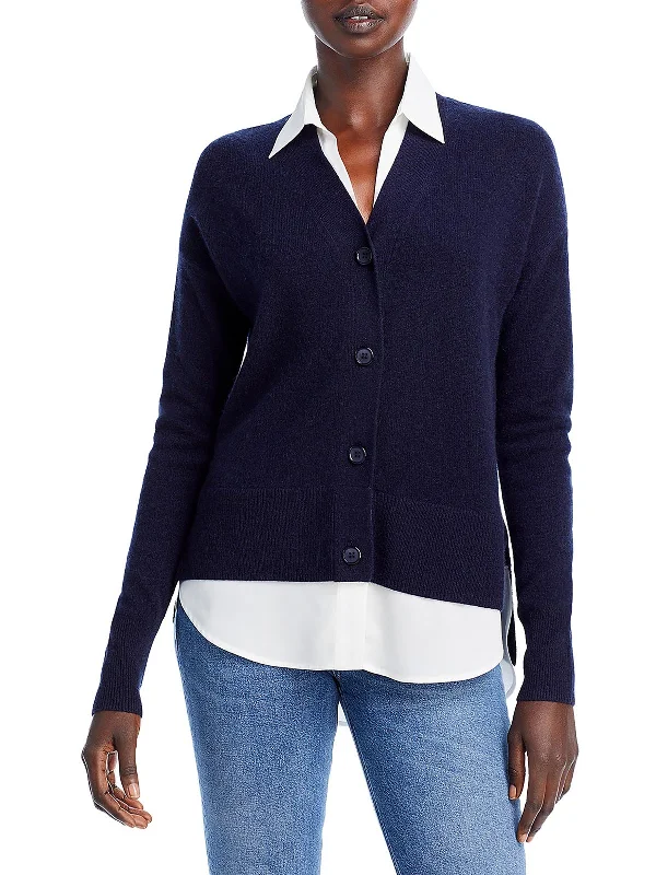 Womens Cashmere Split Hem Cardigan Sweater