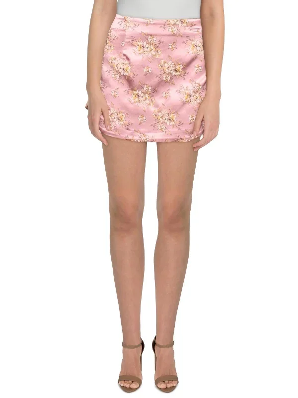 Womens Shimmer Embroidered Mini Skirt